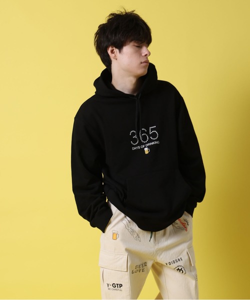 JACKROSE（ジャックローズ）の「YOIDORE ﾋﾞｰﾙ好き ｽｳｪｯﾄﾊﾟｰｶｰ（パーカー・メンズ・ブラック/ライトグレー・M/L/XL）」の10枚目の写真