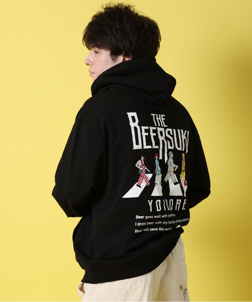JACKROSE（ジャックローズ）の「YOIDORE ﾋﾞｰﾙ好き ｽｳｪｯﾄﾊﾟｰｶｰ（パーカー・メンズ・ブラック/ライトグレー・M/L/XL）」の7枚目の写真