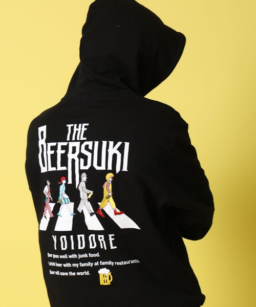 JACKROSE（ジャックローズ）の「YOIDORE ﾋﾞｰﾙ好き ｽｳｪｯﾄﾊﾟｰｶｰ（パーカー・メンズ・ブラック/ライトグレー・M/L/XL）」の6枚目の写真
