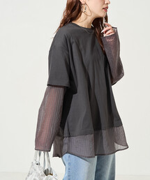 FREAK'S STORE（フリークスストア）の「限定展開　シアー ストライプ レイヤード プルオーバー（Tシャツ/カットソー）」