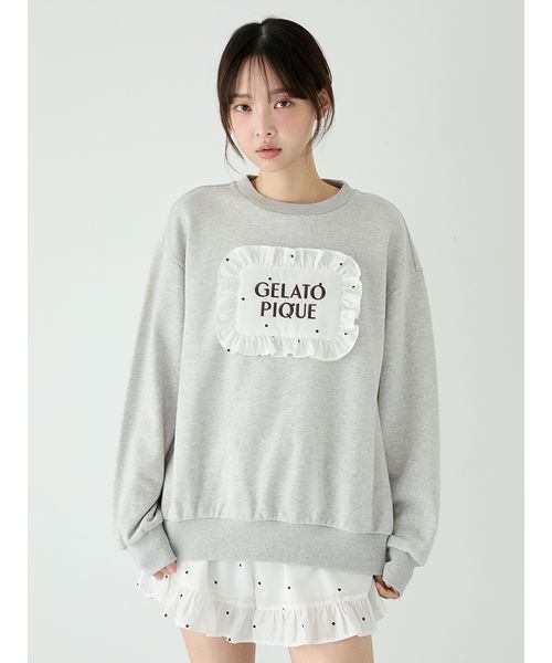 gelato pique（ジェラートピケ）の「【WhiteDay】ピローモチーフ裏毛プルオーバー（ルームウェア/パジャマ・レディース・ピンク/オフホワイト/グレー・F）」の12枚目の写真