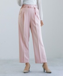 White Collection | 【 サッシュベルト付 】センタープレス・タックワイドストレートパンツ(その他パンツ)