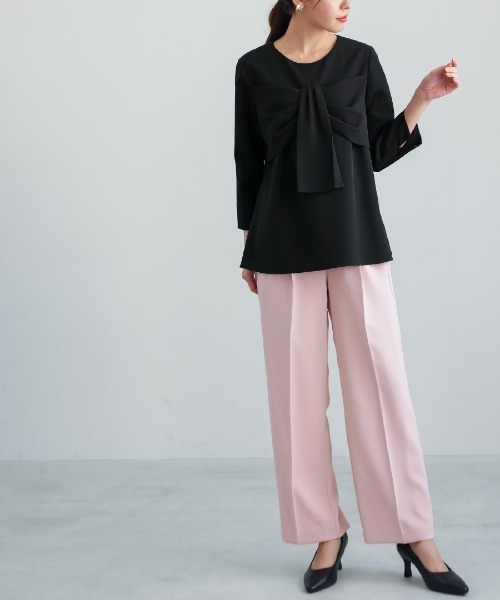 White Collection（ホワイトコレクション）の「【 サッシュベルト付 】センタープレス・タックワイドストレートパンツ（その他パンツ・レディース・ホワイト/ベージュ/ミント/ピンク/ブラック・S/L/M）」の22枚目の写真