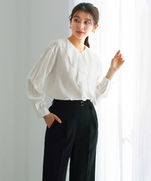 White Collection（ホワイトコレクション）の「【 サッシュベルト付 】センタープレス・タックワイドストレートパンツ（その他パンツ・レディース・ホワイト/ベージュ/ミント/ピンク/ブラック・S/L/M）」の19枚目の写真