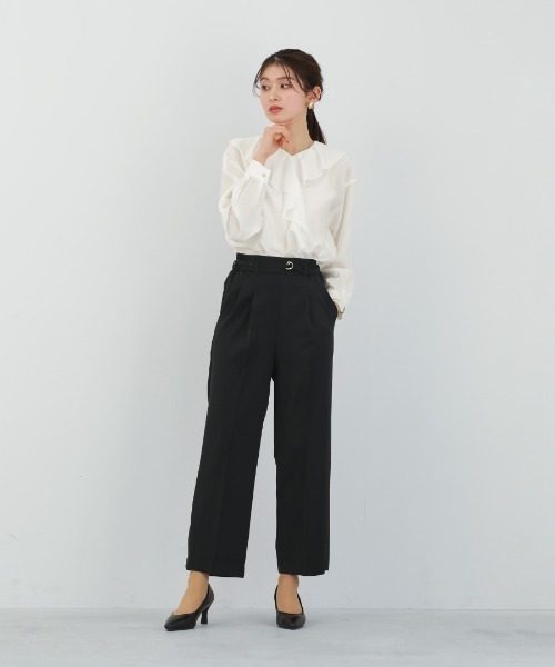 White Collection（ホワイトコレクション）の「【 サッシュベルト付 】センタープレス・タックワイドストレートパンツ（その他パンツ・レディース・ホワイト/ベージュ/ミント/ピンク/ブラック・S/L/M）」の20枚目の写真