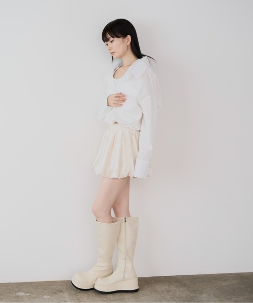 ROOPTOKYO(ループトウキョウ)の「オフショル レイヤード風シャツブラウス(シャツ/ブラウス・レディース・ベージュ/ブラック/ブルー/ホワイト・FREE)」の15枚目の写真