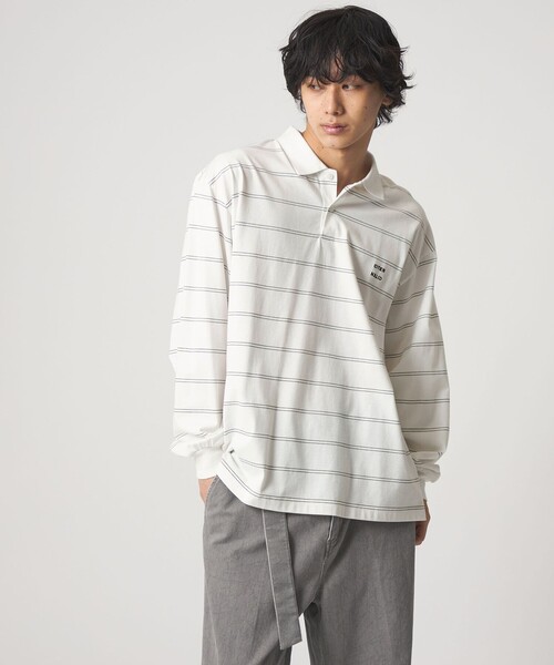 CITEN(シテン)の「<CITEN>ピンボーダーポロシャツ(ポロシャツ・メンズ・ホワイト/ブラック・L/M)」の2枚目の写真