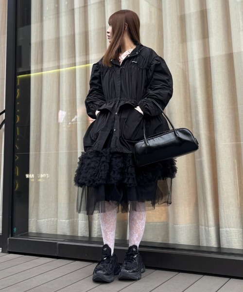 HONEY MI HONEY（ハニーミーハニー）の「taffeta frill peplum blouson（ブルゾン・レディース・ブラック/ピンク/ホワイト・FREE）」の7枚目の写真