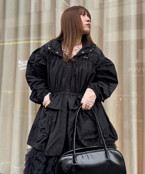 HONEY MI HONEY（ハニーミーハニー）の「taffeta frill peplum blouson（ブルゾン・レディース・ブラック/ピンク/ホワイト・FREE）」の6枚目の写真