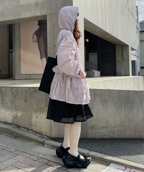 HONEY MI HONEY（ハニーミーハニー）の「taffeta frill peplum blouson（ブルゾン・レディース・ブラック/ピンク/ホワイト・FREE）」の5枚目の写真