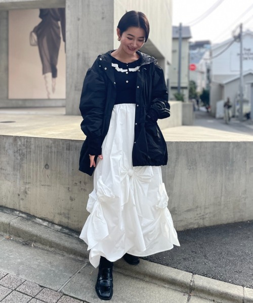 HONEY MI HONEY（ハニーミーハニー）の「taffeta frill peplum blouson（ブルゾン・レディース・ブラック/ピンク/ホワイト・FREE）」の13枚目の写真