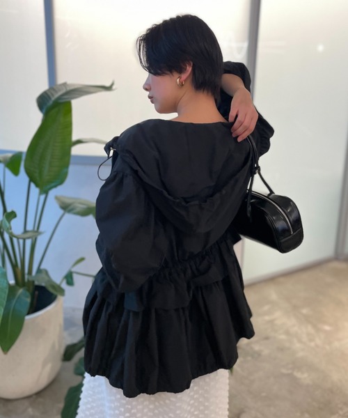 HONEY MI HONEY（ハニーミーハニー）の「taffeta frill peplum blouson（ブルゾン・レディース・ブラック/ピンク/ホワイト・FREE）」の9枚目の写真