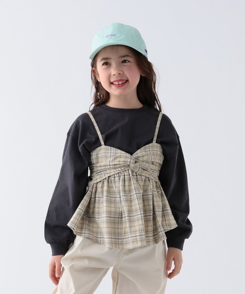BAYFLOW（ベイフロー）の「[大人とお揃い♪]Feels FLOWチェックキャミ(KIDS)（キャミソール・キッズ・ブラック/アイボリー・110cm/150cm/130cm）」の2枚目の写真