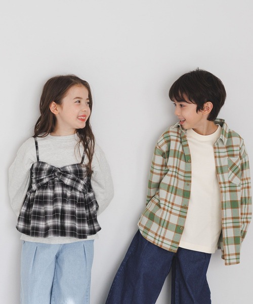 BAYFLOW（ベイフロー）の「[大人とお揃い♪]Feels FLOWチェックキャミ(KIDS)（キャミソール・キッズ・ブラック/アイボリー・110cm/150cm/130cm）」の3枚目の写真