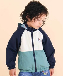 SLAP SLIP（スラップスリップ）の「はたらく車・恐竜ラグランリバーシブルタフタジャケット(80~130cm)（ナイロンジャケット）」