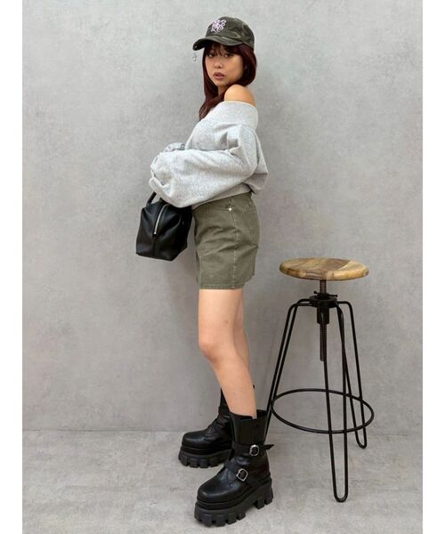 EVRIS（エヴリス）の「フロントジップオフショルスウェットトップス【セットアップ着用可能】春服（スウェット・レディース・グレー/その他1/ブラック・FREE）」の22枚目の写真