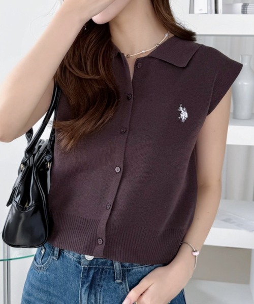 U.S. POLO ASSN.(ユーエスポロアッスン)の「【Ada.別注 U.S. POLO ASSN】襟付き ノースリーブ ニット ◎(ニット/セーター・レディース・オフホワイト/チャコール/レッド・FREE)」の14枚目の写真