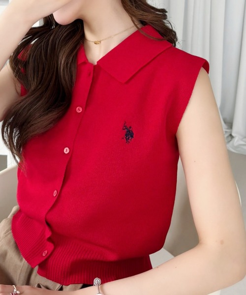 U.S. POLO ASSN.(ユーエスポロアッスン)の「【Ada.別注 U.S. POLO ASSN】襟付き ノースリーブ ニット ◎(ニット/セーター・レディース・オフホワイト/チャコール/レッド・FREE)」の17枚目の写真