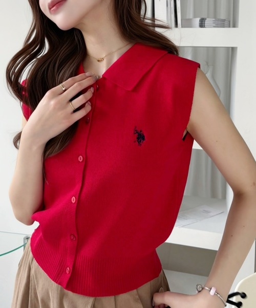 U.S. POLO ASSN.(ユーエスポロアッスン)の「【Ada.別注 U.S. POLO ASSN】襟付き ノースリーブ ニット ◎(ニット/セーター・レディース・オフホワイト/チャコール/レッド・FREE)」の18枚目の写真