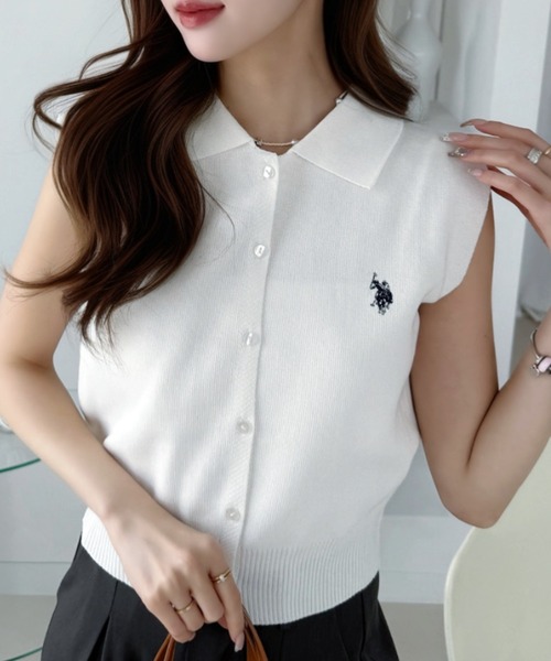 U.S. POLO ASSN.(ユーエスポロアッスン)の「【Ada.別注 U.S. POLO ASSN】襟付き ノースリーブ ニット ◎(ニット/セーター・レディース・オフホワイト/チャコール/レッド・FREE)」の19枚目の写真