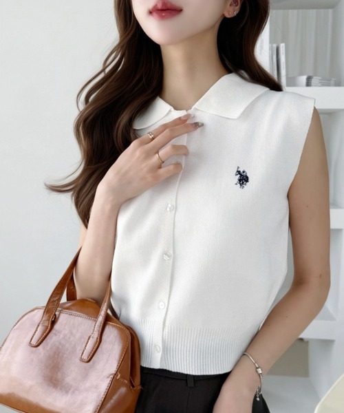 U.S. POLO ASSN.(ユーエスポロアッスン)の「【Ada.別注 U.S. POLO ASSN】襟付き ノースリーブ ニット ◎(ニット/セーター・レディース・オフホワイト/チャコール/レッド・FREE)」の21枚目の写真