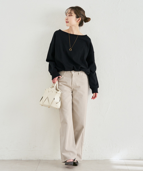 Noble（ノーブル）の「《追加・セットアップ対応》スビンコットンスウェットトップス（スウェット・レディース・ブラック/アイボリー・FREE）」の4枚目の写真