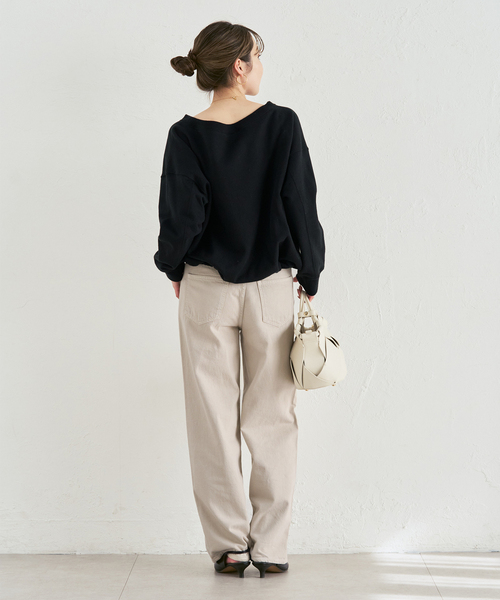 Noble（ノーブル）の「《追加・セットアップ対応》スビンコットンスウェットトップス（スウェット・レディース・ブラック/アイボリー・FREE）」の6枚目の写真