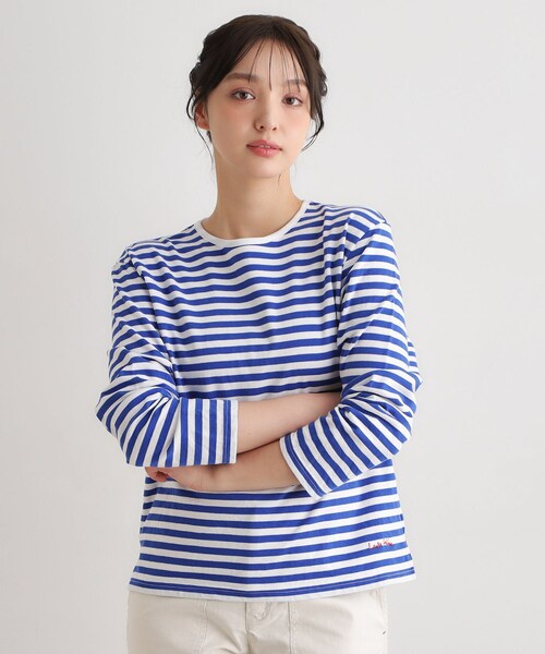 LAURA ASHLEY(ローラアシュレイ)の「【日本製/ワンマイルウエア】コットン ボーダー裏毛長袖Tシャツ(Tシャツ/カットソー・レディース・ブラック系2/ブルー系2・38)」の2枚目の写真