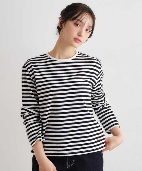 LAURA ASHLEY(ローラアシュレイ)の「【日本製/ワンマイルウエア】コットン ボーダー裏毛長袖Tシャツ(Tシャツ/カットソー・レディース・ブラック系2/ブルー系2・38)」の3枚目の写真