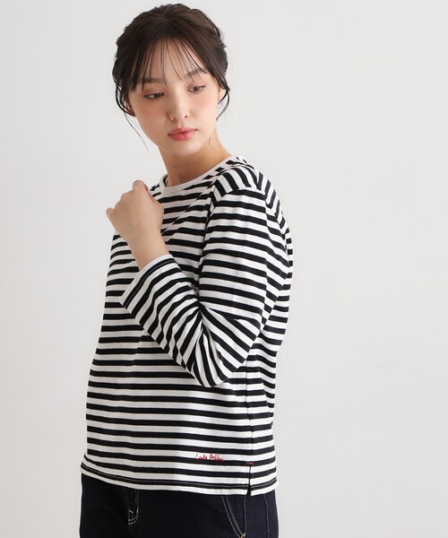 LAURA ASHLEY(ローラアシュレイ)の「【日本製/ワンマイルウエア】コットン ボーダー裏毛長袖Tシャツ(Tシャツ/カットソー・レディース・ブラック系2/ブルー系2・38)」の4枚目の写真