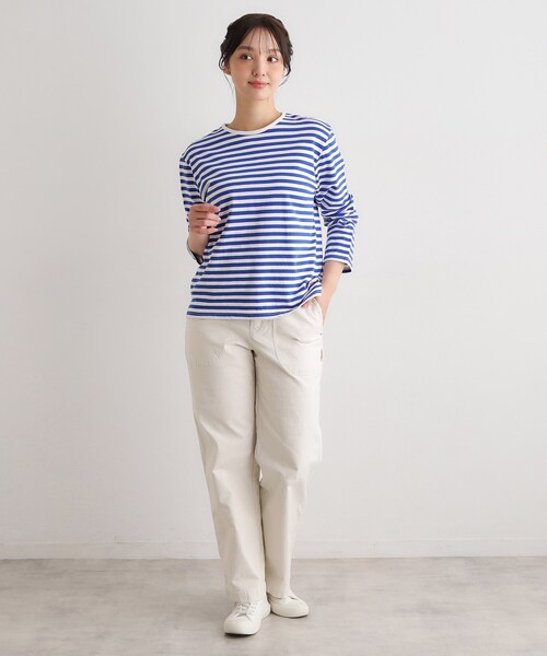 LAURA ASHLEY(ローラアシュレイ)の「【日本製/ワンマイルウエア】コットン ボーダー裏毛長袖Tシャツ(Tシャツ/カットソー・レディース・ブラック系2/ブルー系2・38)」の8枚目の写真