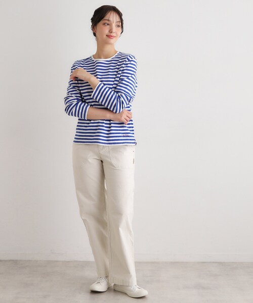 LAURA ASHLEY(ローラアシュレイ)の「【日本製/ワンマイルウエア】コットン ボーダー裏毛長袖Tシャツ(Tシャツ/カットソー・レディース・ブラック系2/ブルー系2・38)」の9枚目の写真