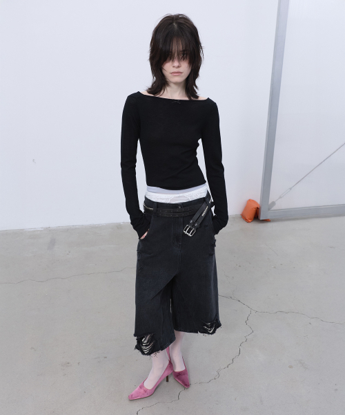 LCDC TM（エルシーディーシーティーエム）の「TWO-WAY KNIT TOP (BLACK)（ニット/セーター・レディース・その他・SMALL/MEDIUM）」の4枚目の写真