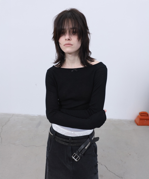 LCDC TM（エルシーディーシーティーエム）の「TWO-WAY KNIT TOP (BLACK)（ニット/セーター・レディース・その他・SMALL/MEDIUM）」の6枚目の写真