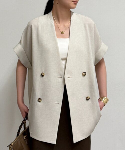 LOUNGEDRESS（ラウンジドレス）の「スラブWジャケット（ベスト・レディース・ライトベージュ・FREE）」の7枚目の写真