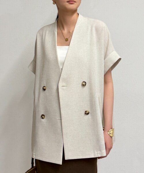 LOUNGEDRESS（ラウンジドレス）の「スラブWジャケット（ベスト・レディース・ライトベージュ・FREE）」の8枚目の写真