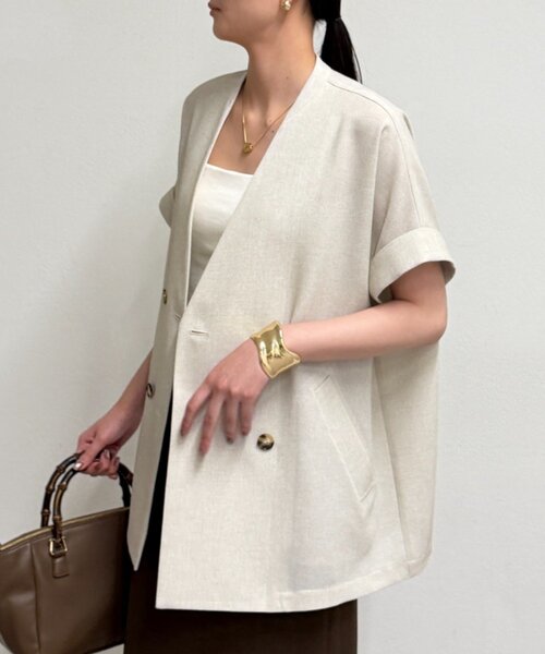 LOUNGEDRESS（ラウンジドレス）の「スラブWジャケット（ベスト・レディース・ライトベージュ・FREE）」の9枚目の写真