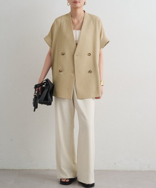 LOUNGEDRESS（ラウンジドレス）の「スラブWジャケット（ベスト・レディース・ライトベージュ・FREE）」の12枚目の写真