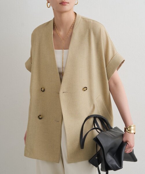 LOUNGEDRESS（ラウンジドレス）の「スラブWジャケット（ベスト・レディース・ライトベージュ・FREE）」の16枚目の写真