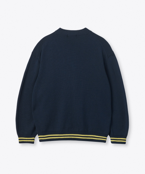 MUSINSA STANDARD KIDS（ムシンサスタンダードキッズ）の「リラックスドプレッピーカーディガン[ネイビー/イエロー]（カーディガン/ボレロ・レディース・その他・110/120/130/140/150/160）」の3枚目の写真