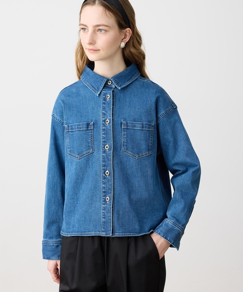LE SOUK HOLIDAY（ルスークホリデー）の「ストレッチデニムシャツ（シャツ/ブラウス・レディース・ネイビー/ブルー・L/M）」の5枚目の写真