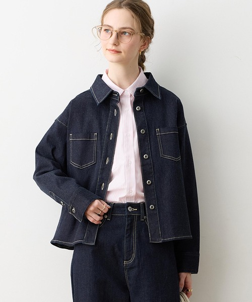 LE SOUK HOLIDAY（ルスークホリデー）の「ストレッチデニムシャツ（シャツ/ブラウス・レディース・ネイビー/ブルー・L/M）」の2枚目の写真