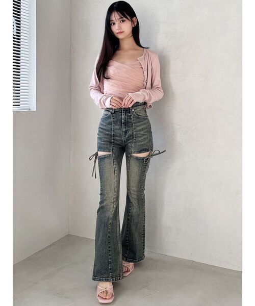 RESEXXY（リゼクシー）の「チュールドッキングアンサンブルトップス（カーディガン/ボレロ・レディース・チャコールグレー/ピンク/ホワイト/ブラック・FREE）」の6枚目の写真