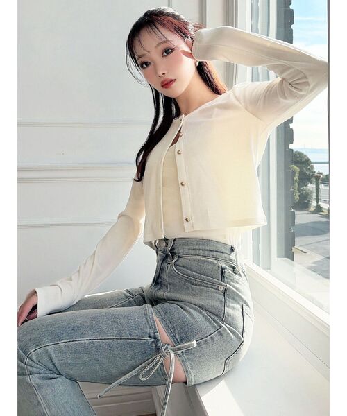 RESEXXY（リゼクシー）の「チュールドッキングアンサンブルトップス（カーディガン/ボレロ・レディース・チャコールグレー/ピンク/ホワイト/ブラック・FREE）」の10枚目の写真