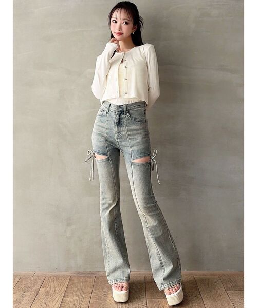 RESEXXY（リゼクシー）の「チュールドッキングアンサンブルトップス（カーディガン/ボレロ・レディース・チャコールグレー/ピンク/ホワイト/ブラック・FREE）」の12枚目の写真