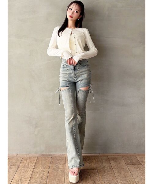 RESEXXY（リゼクシー）の「チュールドッキングアンサンブルトップス（カーディガン/ボレロ・レディース・チャコールグレー/ピンク/ホワイト/ブラック・FREE）」の14枚目の写真