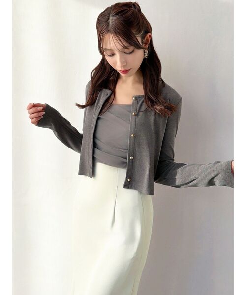 RESEXXY（リゼクシー）の「チュールドッキングアンサンブルトップス（カーディガン/ボレロ・レディース・チャコールグレー/ピンク/ホワイト/ブラック・FREE）」の17枚目の写真