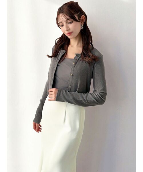 RESEXXY（リゼクシー）の「チュールドッキングアンサンブルトップス（カーディガン/ボレロ・レディース・チャコールグレー/ピンク/ホワイト/ブラック・FREE）」の18枚目の写真