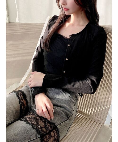 RESEXXY（リゼクシー）の「チュールドッキングアンサンブルトップス（カーディガン/ボレロ・レディース・チャコールグレー/ピンク/ホワイト/ブラック・FREE）」の22枚目の写真