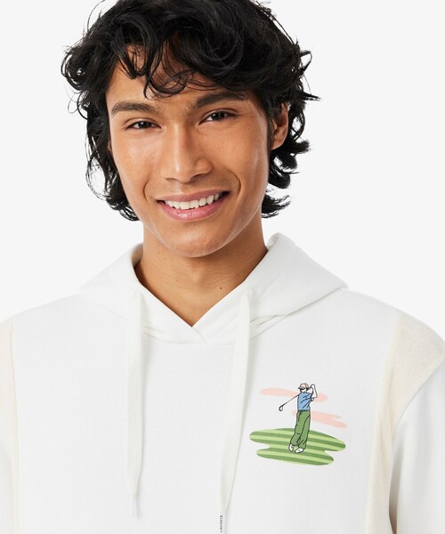LACOSTE(ラコステ)の「フリース切り替えゴルフプリントパーカー(パーカー・メンズ・ホワイト・5/3/4)」の2枚目の写真